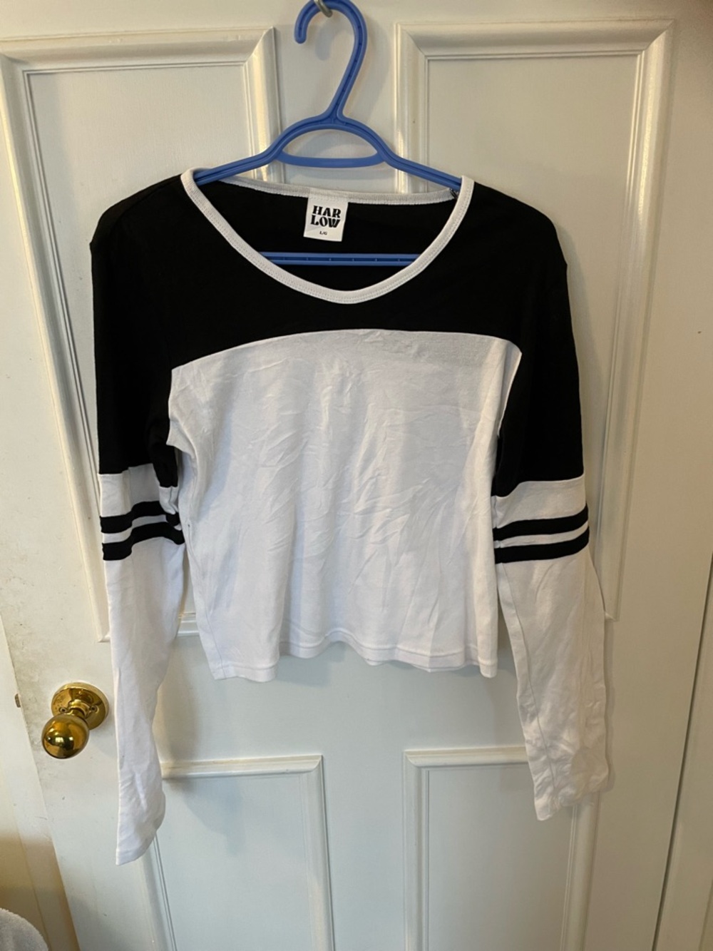 Harlow Black and White Colorblock Crop Top large